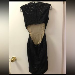 Black dress, open back, size XS
